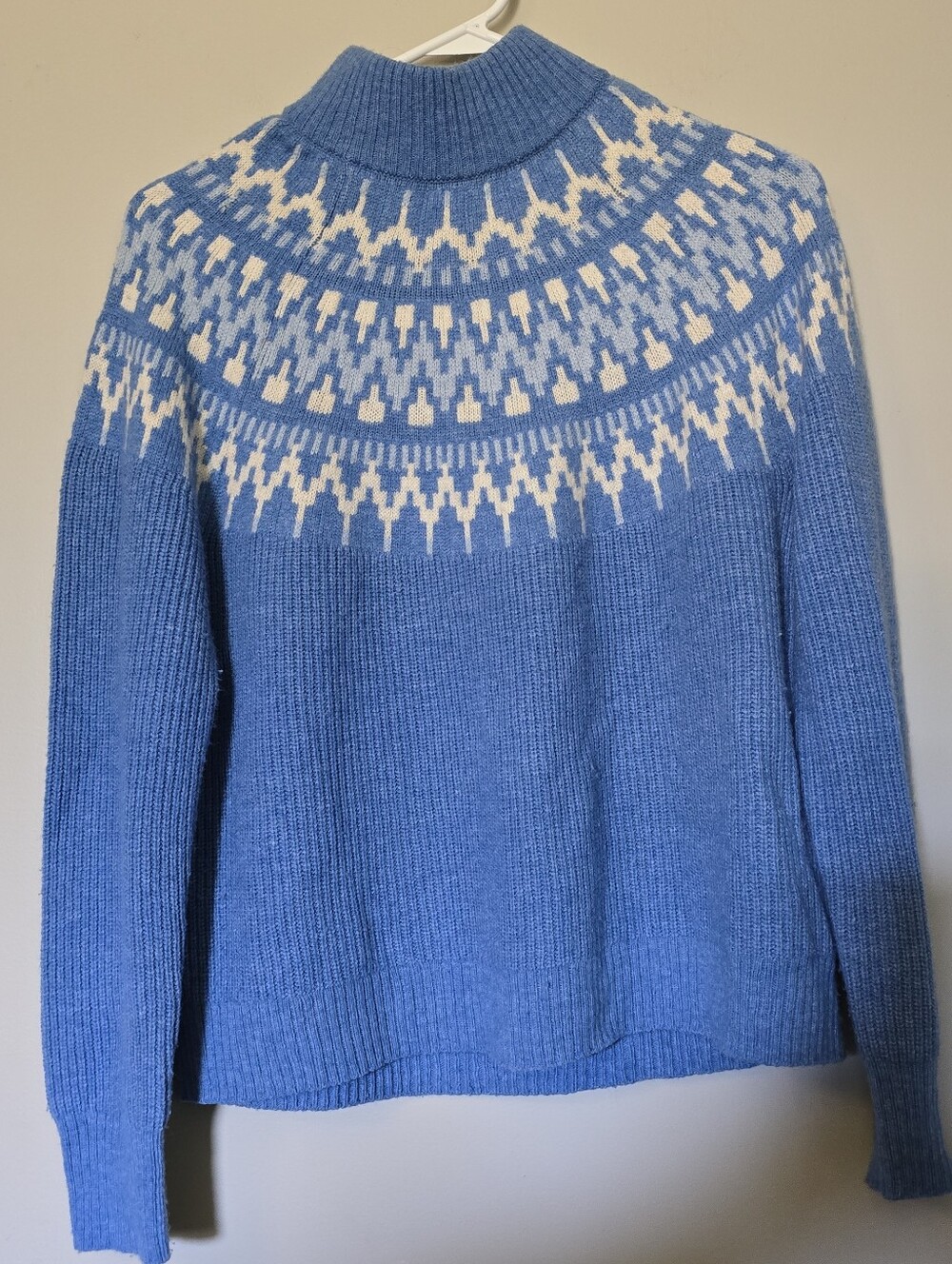 J. Crew Blue Fair Isle Turtleneck Sweater